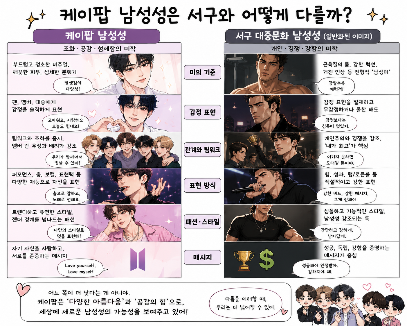 Differences of Masculinities in K-Pop Songs